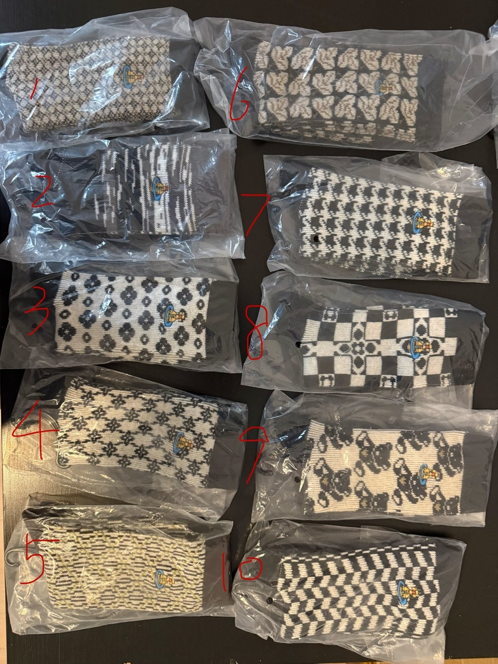 Vivienne Westwood Black & White Patterned Crew Socks - Assorted Motifs